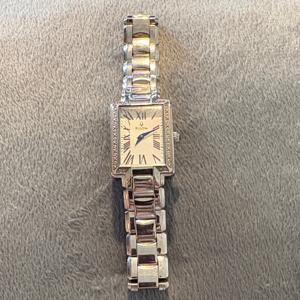 Bulova Silver Rectangular Watch - image 1